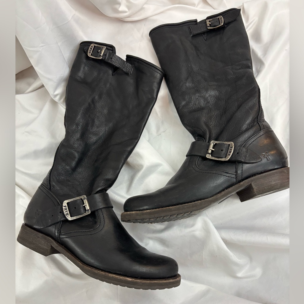 Guc Frye Sz9 Black Leather Veronica Slouch Tall Boots